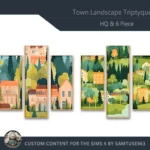 HQ Town Landscape Triptych #2 Sellable Extra B Samtuse963