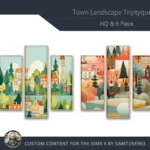HQ Town Landscape Triptych #2 Sellable Extra B Samtuse963