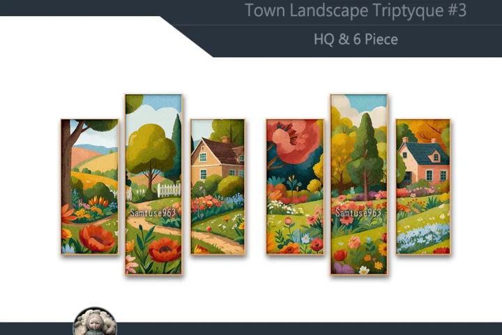 HQ Town Landscape Triptych #3 Sellable Extra B Samtuse963