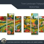 HQ Town Landscape Triptych #3 Sellable Extra B Samtuse963