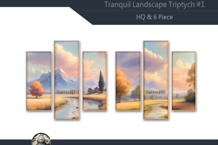 HQ Tranquil Landscape Triptych #1 Extra B Samtuse963