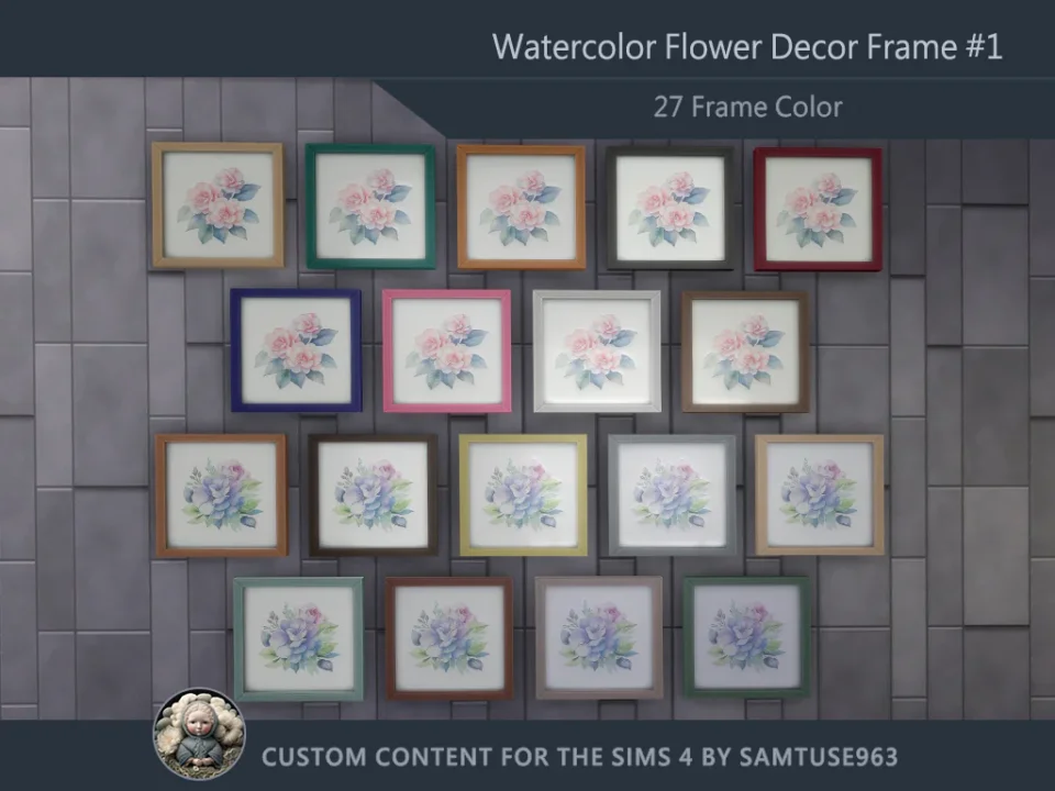 HQ Watercolor Flower Decor Frame #1 Samtuse963