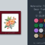 Watercolor Flower Decor Frame #3 Samtuse963