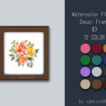 Watercolor Flower Decor Frame #3 Samtuse963