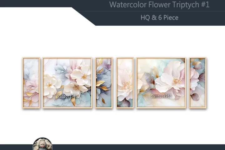 HQ Watercolor Flower Triptych #1 Sellable Extra E Samtuse963