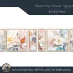 HQ Watercolor Flower Triptych #1 Sellable Extra E Samtuse963
