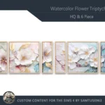 HQ Watercolor Flower Triptych #1 Sellable Extra E Samtuse963