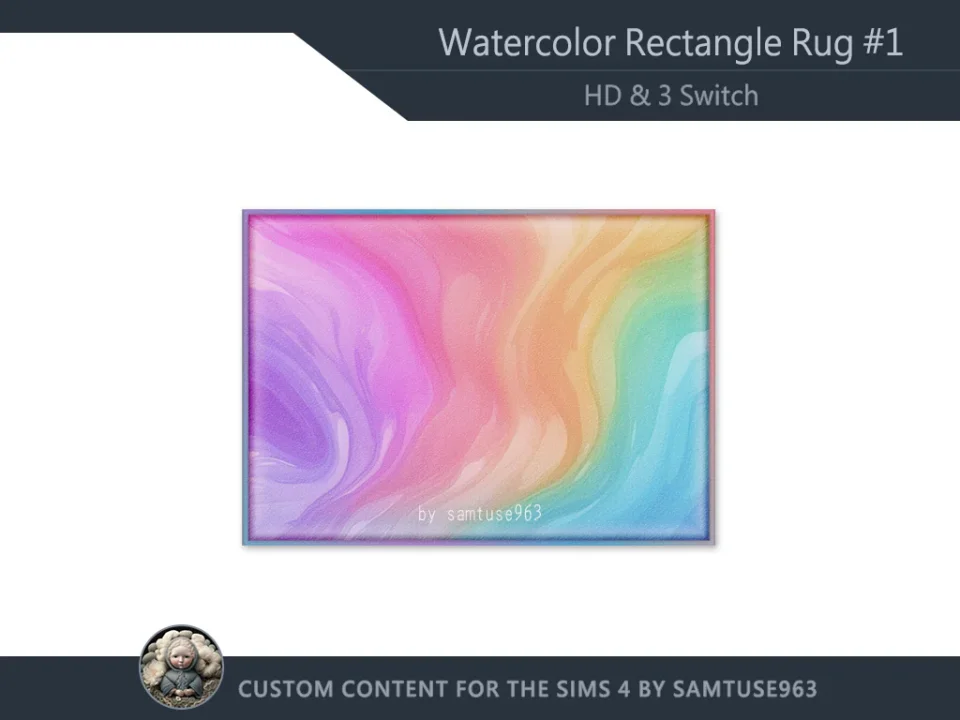 Watercolor Rectangle Dance Rug #1 HQ Samtuse963