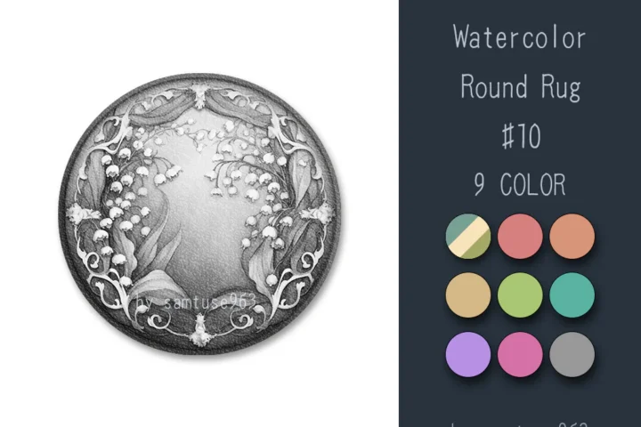 Watercolor Round Dance Rug #10 Samtuse963