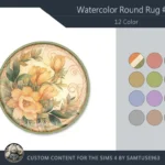 Watercolor Round Dance Rug #11 Samtuse963