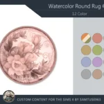 Watercolor Round Dance Rug #11 Samtuse963