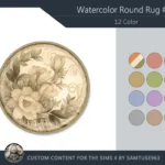 Watercolor Round Dance Rug #11 Samtuse963