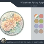 Watercolor Round Dance Rug #12 Samtuse963
