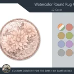 Watercolor Round Dance Rug #12 Samtuse963