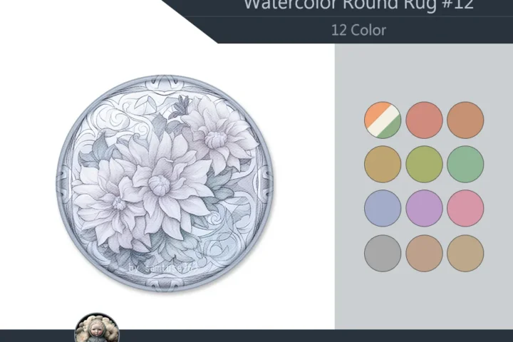 Watercolor Round Dance Rug #12 Samtuse963