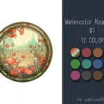 Watercolor Round Dance Rug #1 Samtuse963