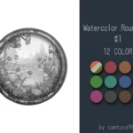 Watercolor Round Dance Rug #1 Samtuse963