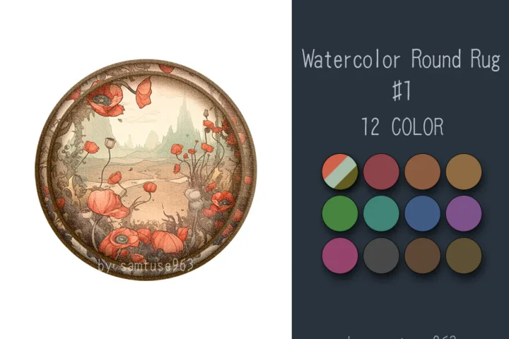 Watercolor Round Dance Rug #1 Samtuse963