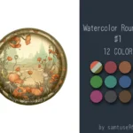 Watercolor Round Dance Rug #1 Samtuse963