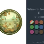 Watercolor Round Dance Rug #1 Samtuse963