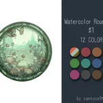 Watercolor Round Dance Rug #1 Samtuse963