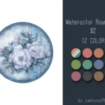 Watercolor Round Dance Rug #2 Samtuse963