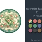Watercolor Round Dance Rug #3 Samtuse963