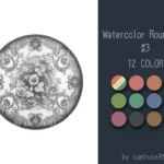 Watercolor Round Dance Rug #3 Samtuse963