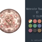 Watercolor Round Dance Rug #3 Samtuse963