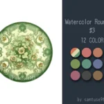 Watercolor Round Dance Rug #3 Samtuse963