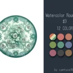 Watercolor Round Dance Rug #3 Samtuse963