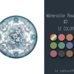 Watercolor Round Dance Rug #3 Samtuse963