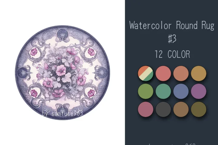 Watercolor Round Dance Rug #3 Samtuse963