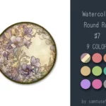 Watercolor Round Dance Rug #7 Samtuse963