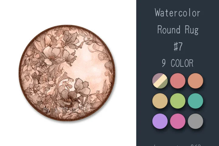 Watercolor Round Dance Rug #7 Samtuse963