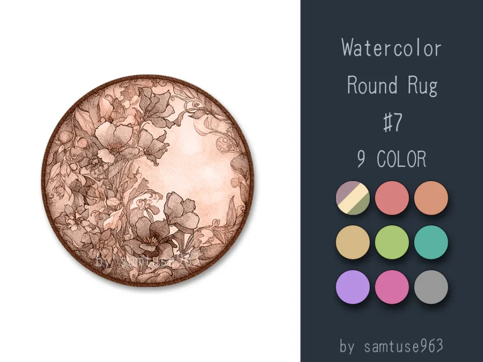 Watercolor Round Dance Rug #7 Samtuse963