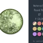Watercolor Round Dance Rug #7 Samtuse963