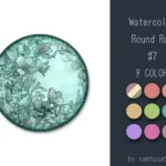 Watercolor Round Dance Rug #7 Samtuse963