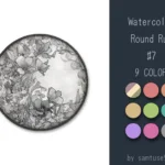 Watercolor Round Dance Rug #7 Samtuse963