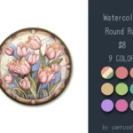 Watercolor Round Dance Rug #8 Samtuse963