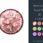 Watercolor Round Dance Rug #8 Samtuse963