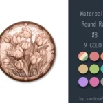 Watercolor Round Dance Rug #8 Samtuse963