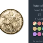 Watercolor Round Dance Rug #8 Samtuse963