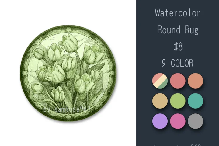 Watercolor Round Dance Rug #8 Samtuse963
