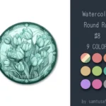Watercolor Round Dance Rug #8 Samtuse963
