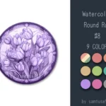 Watercolor Round Dance Rug #8 Samtuse963