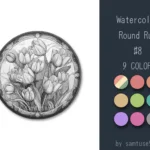 Watercolor Round Dance Rug #8 Samtuse963