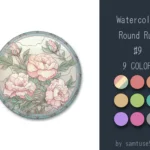 Watercolor Round Dance Rug #9 Samtuse963