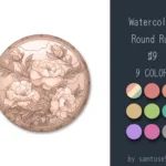 Watercolor Round Dance Rug #9 Samtuse963