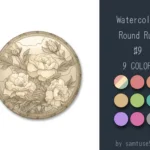 Watercolor Round Dance Rug #9 Samtuse963